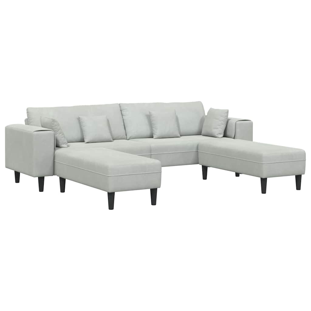 Divano in Velluto 3 pcs Grigio chiaro 208 cm Velluto
