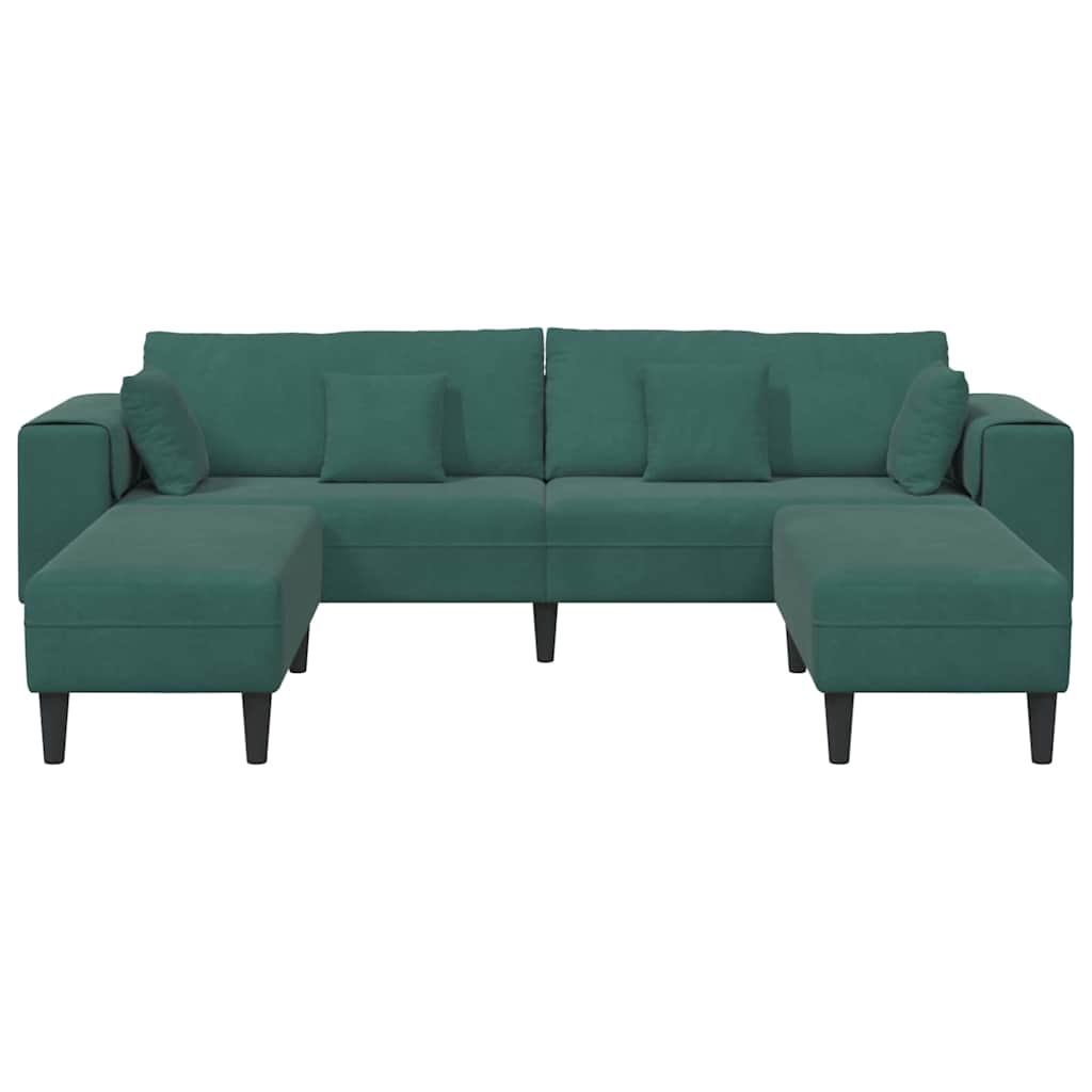 Divano in Velluto con cuscino 3 pcs Verde Scuro 208 cm Velluto