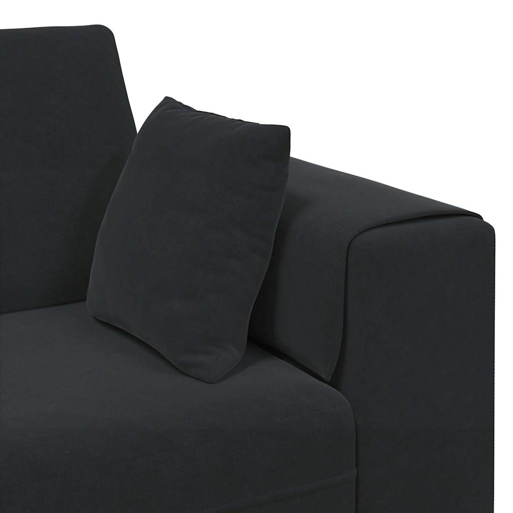 Divano in Velluto con cuscino 3 pcs Nero 208 cm Velluto