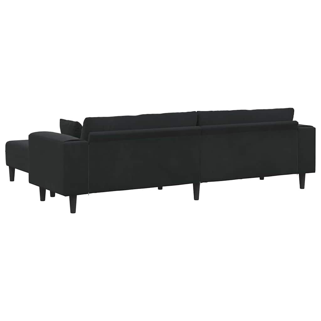 Divano in Velluto con cuscino 3 pcs Nero 208 cm Velluto