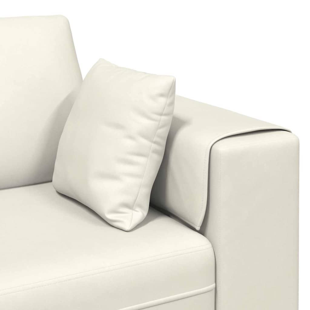 Divano in Velluto con cuscino 3 pcs Crema 208 cm Velluto
