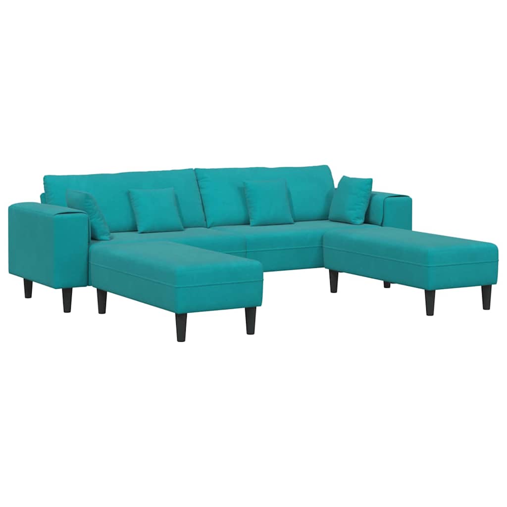 Divano in Velluto con cuscino 3 pcs Turchese 208 cm Velluto