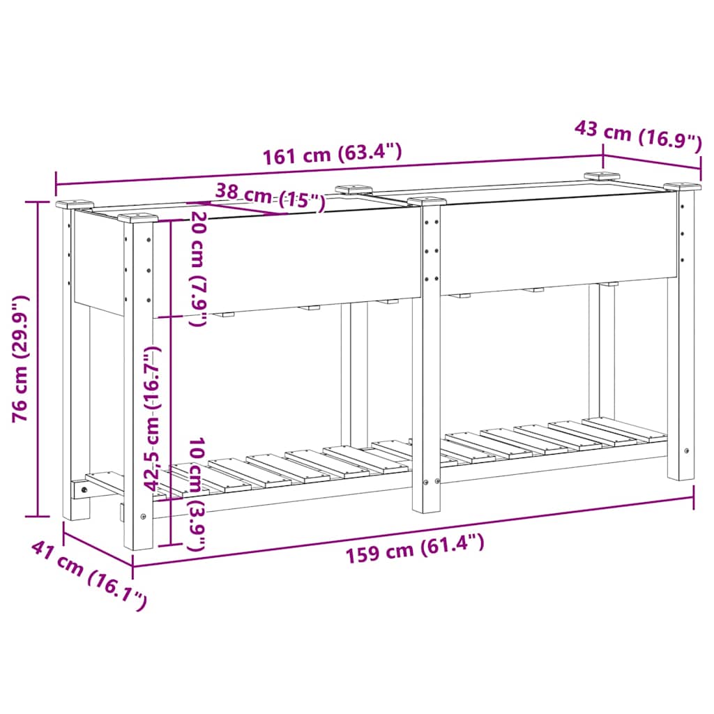 Vaso da giardino con lo scaffale Beige 161 x 43 x 76.5 cm