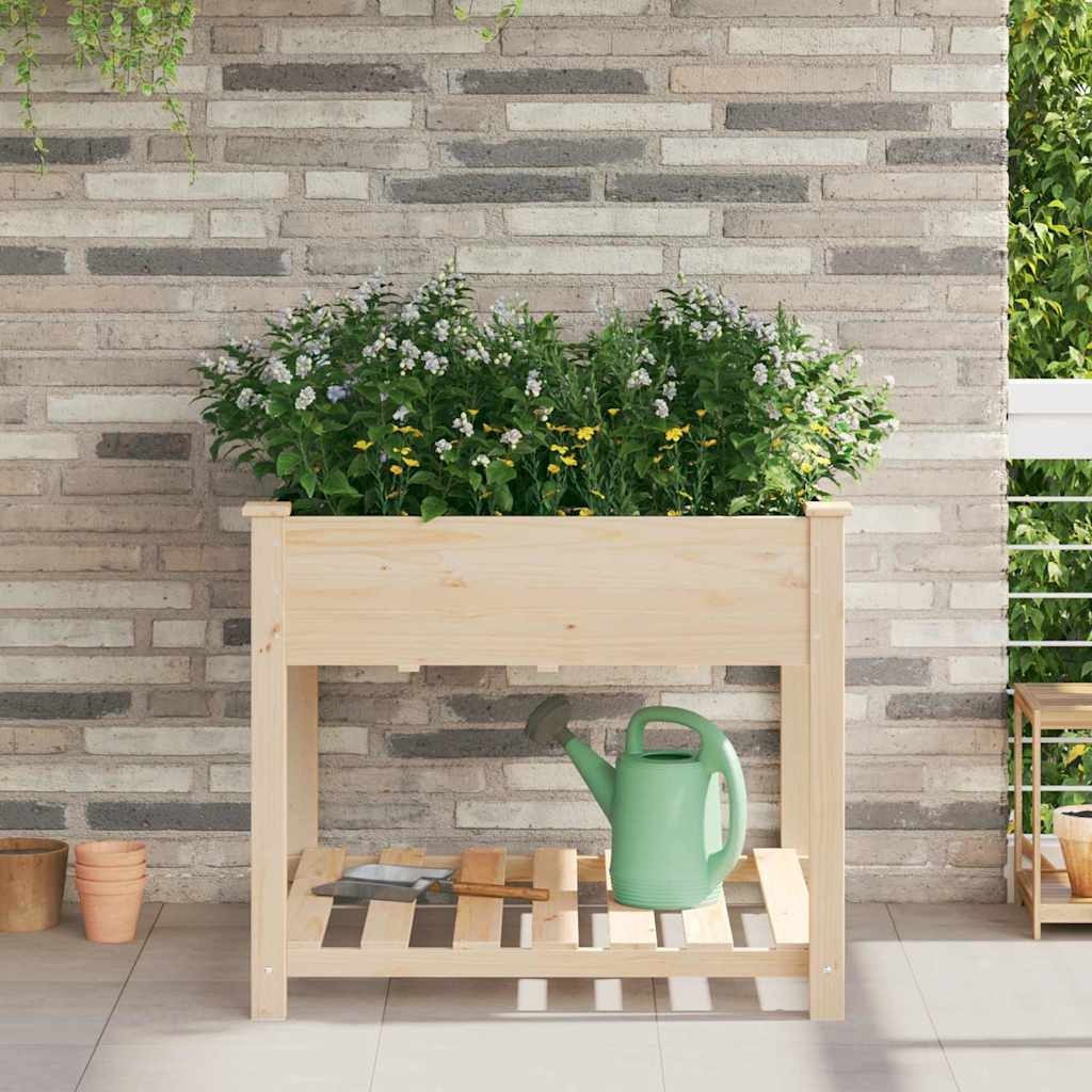 Vaso da giardino con lo scaffale Beige 90 x 90 x 76.5 cm