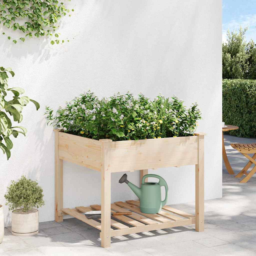 Vaso da giardino con lo scaffale Beige 90 x 90 x 76.5 cm