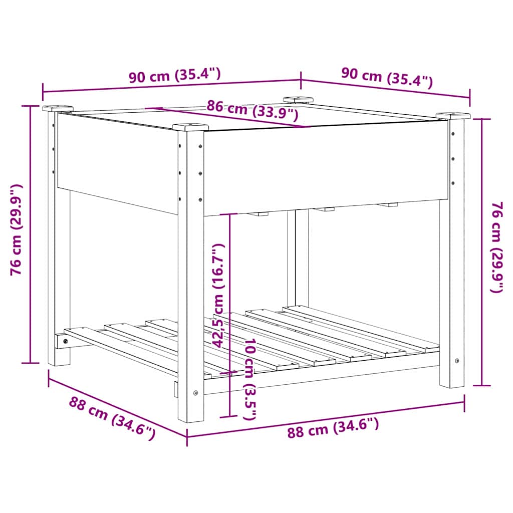 Vaso da giardino con lo scaffale Beige 90 x 90 x 76.5 cm