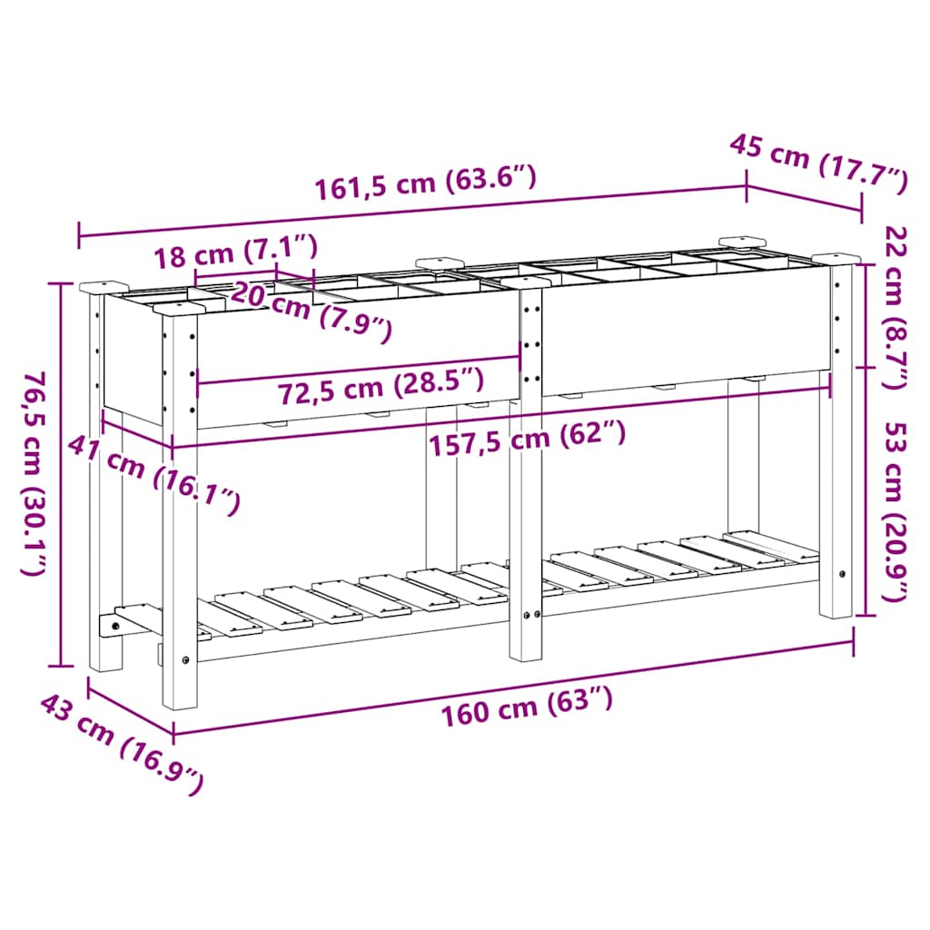 Vaso da giardino con lo scaffale Beige 161.5 x 45 x 76.5 cm