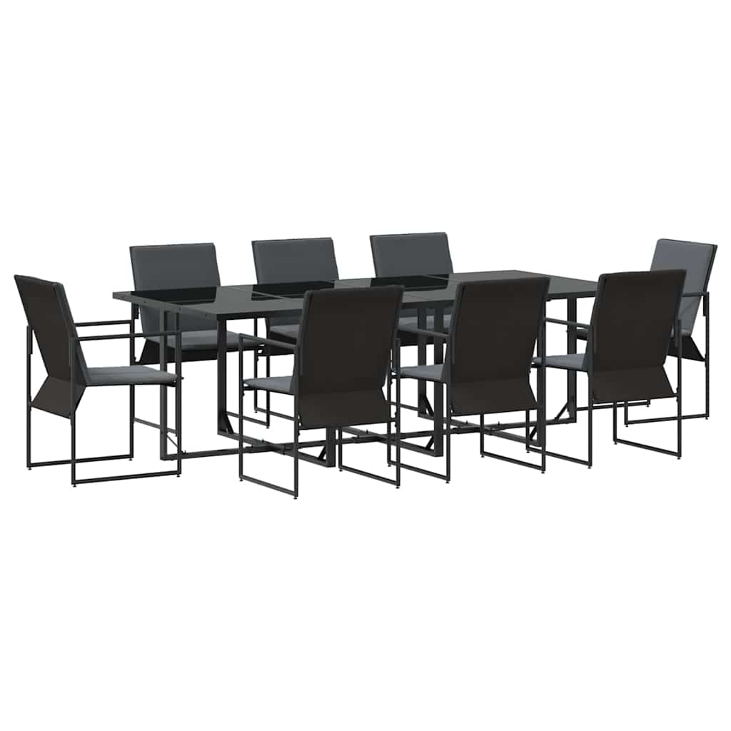Set da Pranzo per Giardino 9 pcs Nero Acciaio