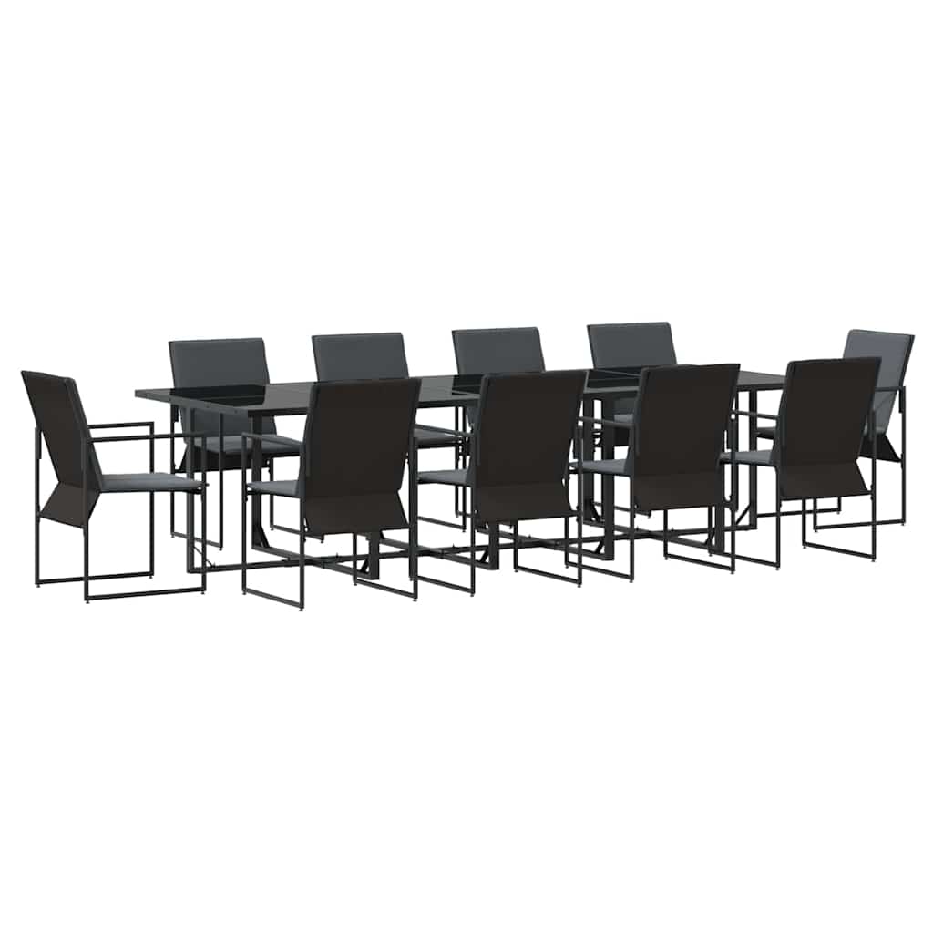 Set da Pranzo per Giardino 11 pcs Nero Acciaio