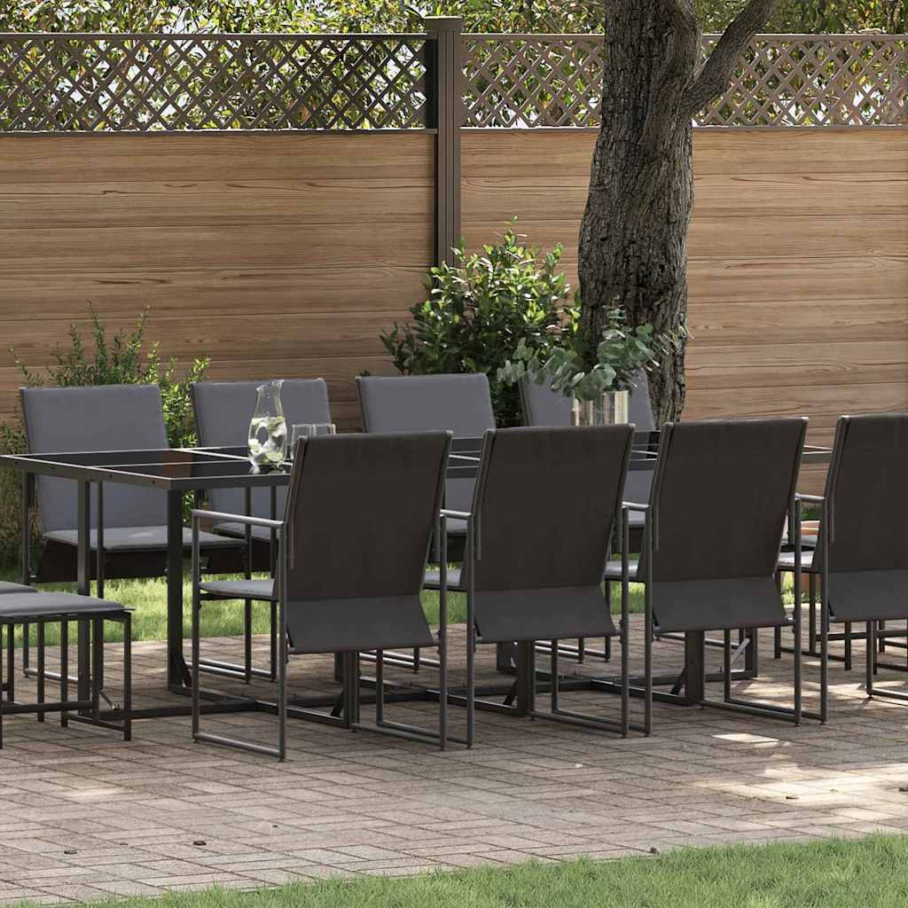 Set da Pranzo per Giardino 13 pcs Nero Acciaio