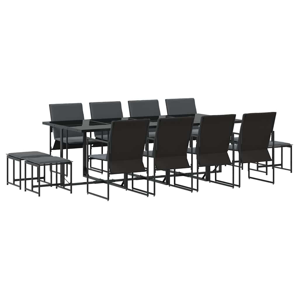 Set da Pranzo per Giardino 13 pcs Nero Acciaio