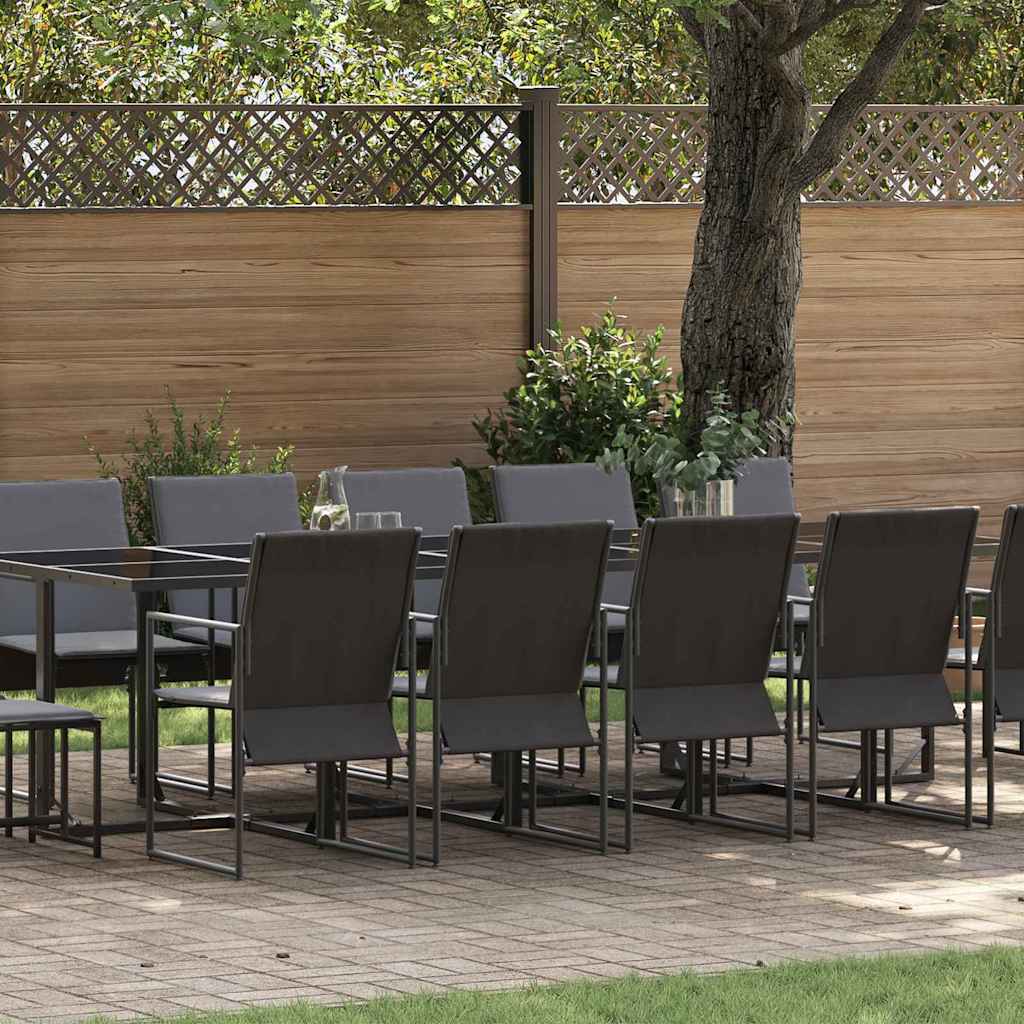 Set da Pranzo per Giardino 15 pcs Nero Acciaio