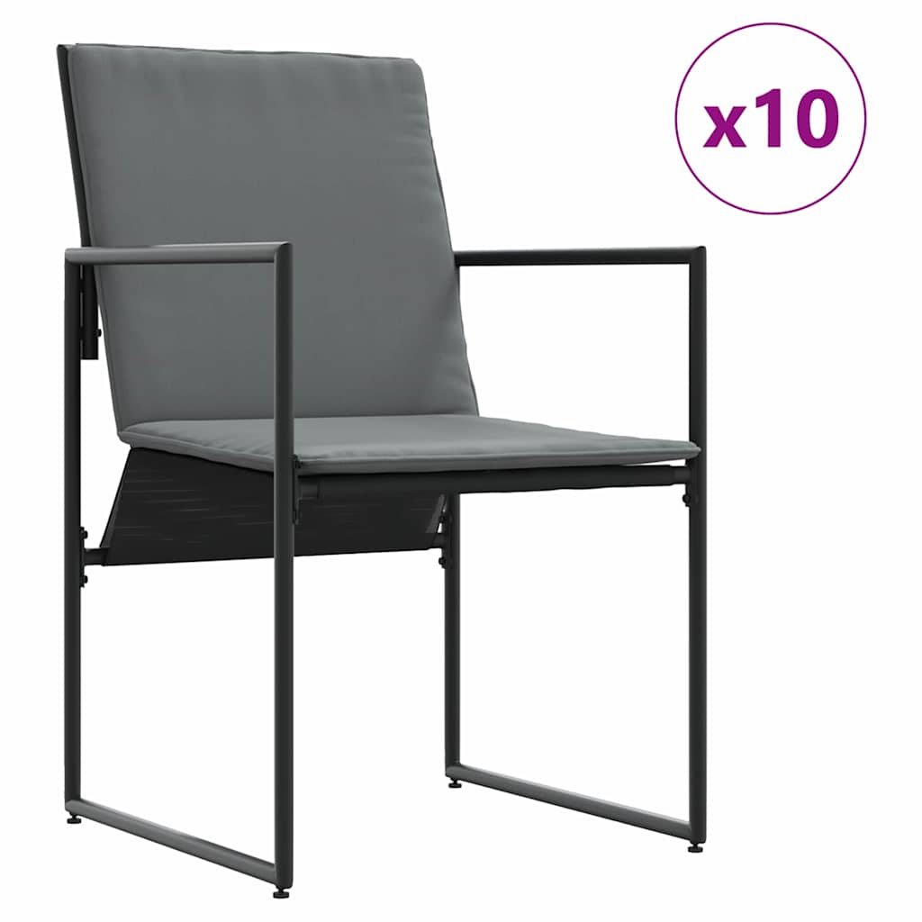 Set da Pranzo per Giardino 15 pcs Nero Acciaio