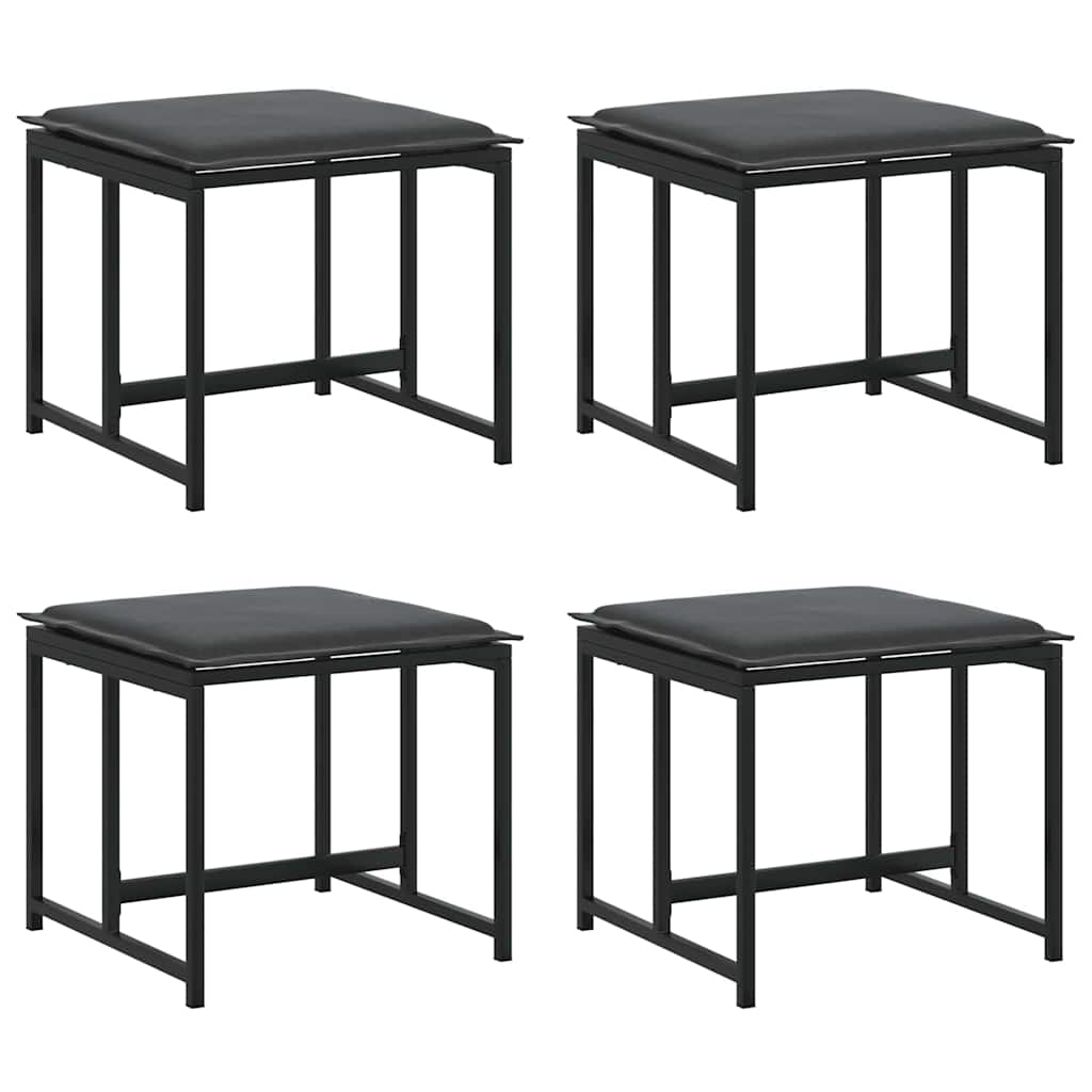 Set da Pranzo per Giardino 15 pcs Nero Acciaio