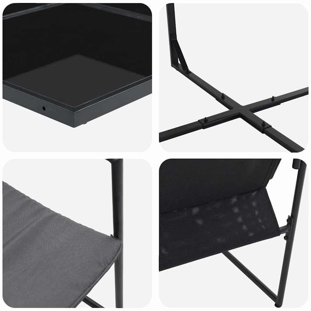 Set da Pranzo per Giardino 13 pcs Nero Acciaio