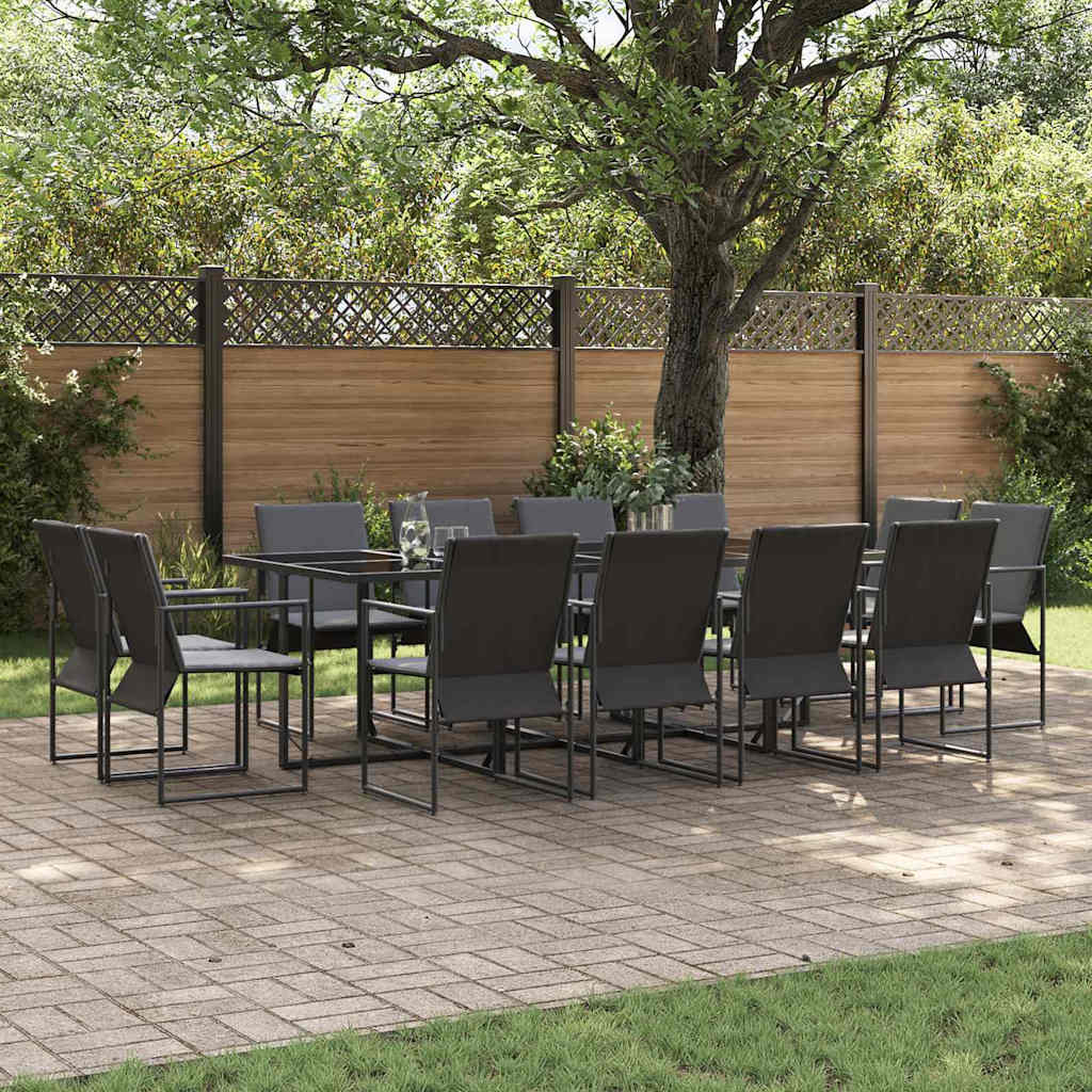 Set da Pranzo per Giardino 13 pcs Nero Acciaio