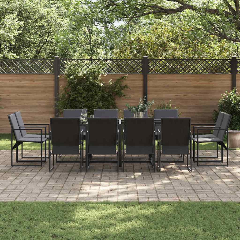 Set da Pranzo per Giardino 13 pcs Nero Acciaio
