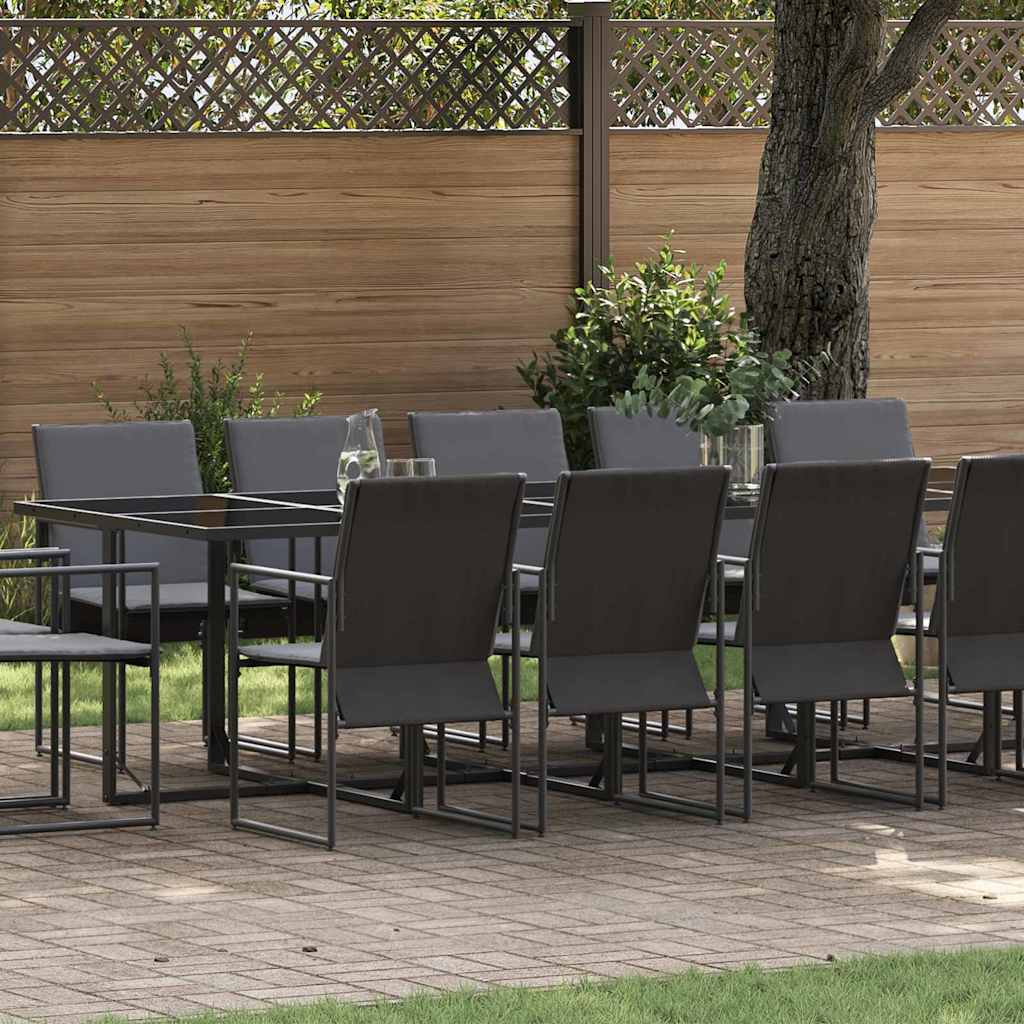 Set da Pranzo per Giardino 15 pcs Nero Acciaio