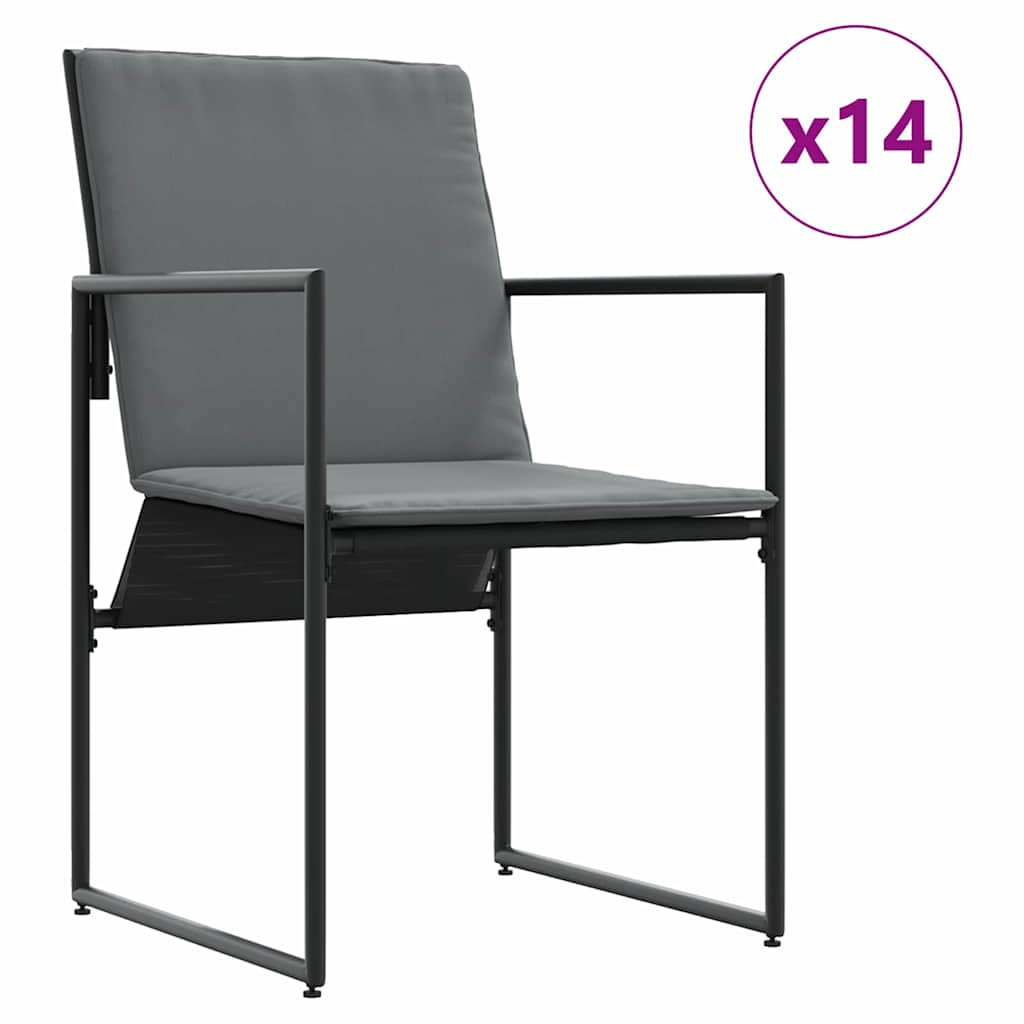 Set da Pranzo per Giardino 15 pcs Nero Acciaio