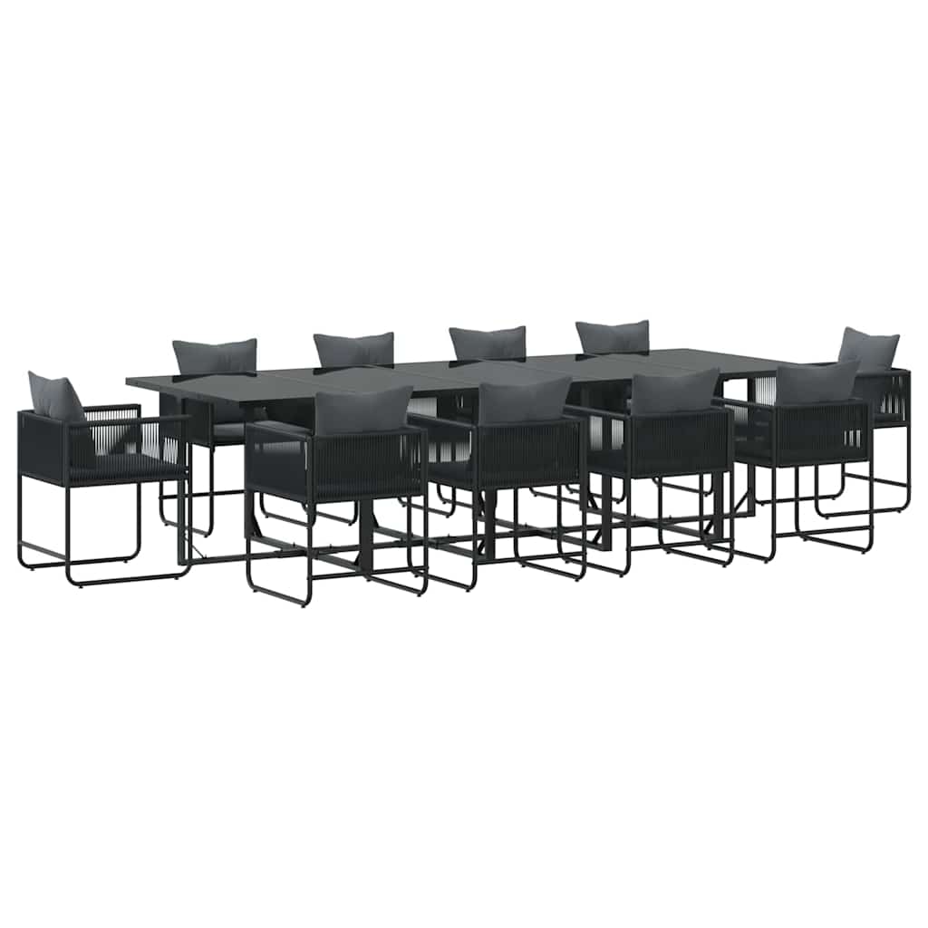 Set da Pranzo per Giardino 11 pcs Nero Acciaio