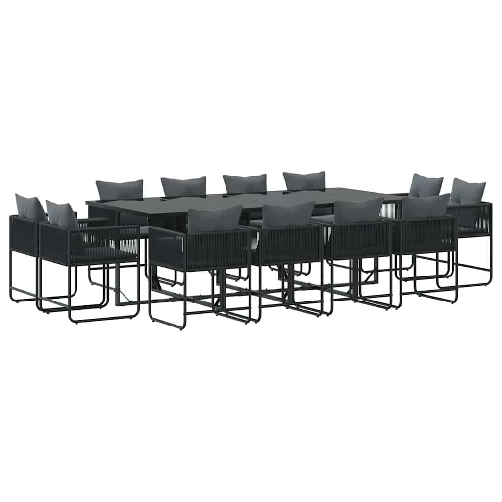 Set da Pranzo per Giardino 13 pcs Nero Acciaio
