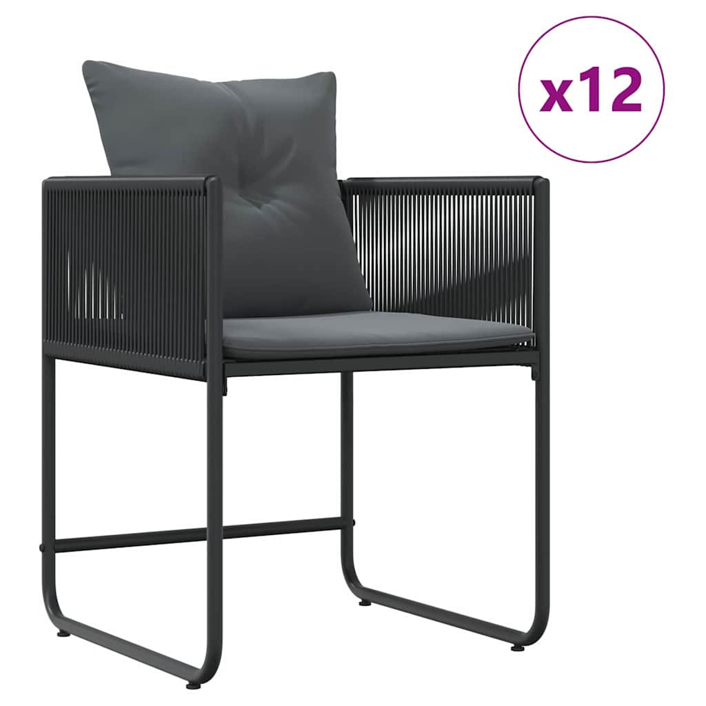 Set da Pranzo per Giardino 13 pcs Nero Acciaio