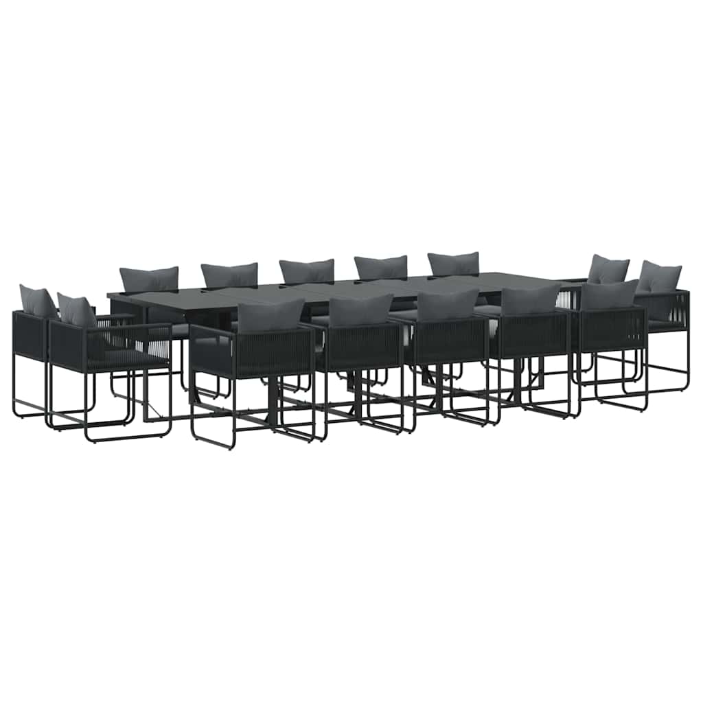 Set da Pranzo per Giardino 15 pcs Nero Acciaio