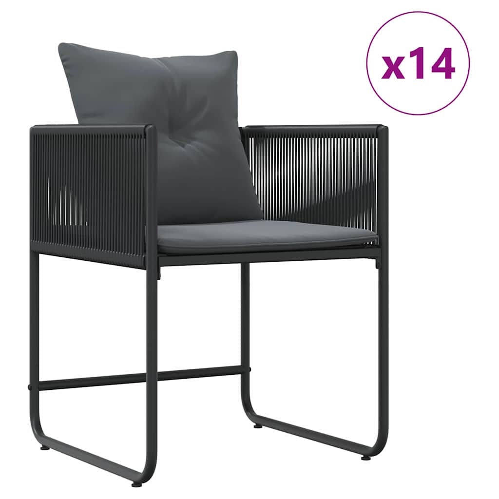Set da Pranzo per Giardino 15 pcs Nero Acciaio