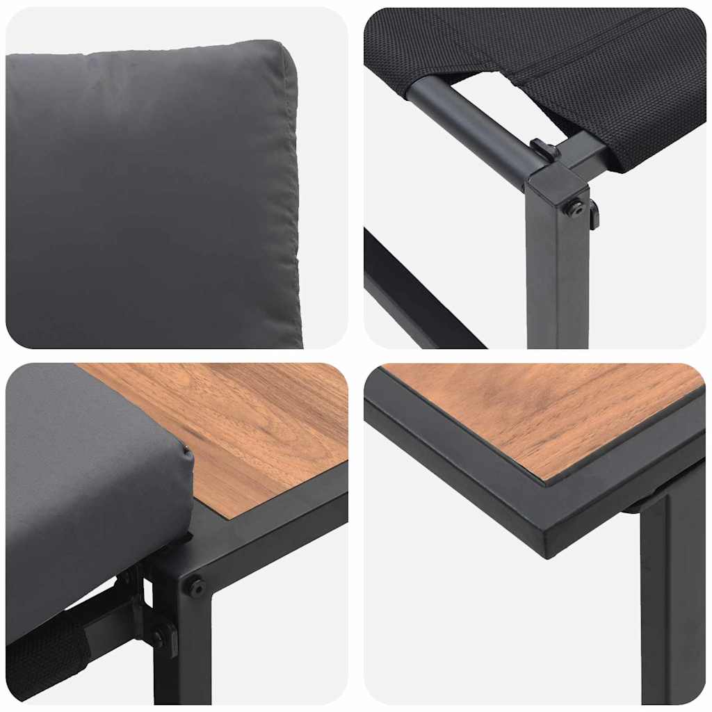 Set da Pranzo per Giardino 3 pcs Antracite Acciaio