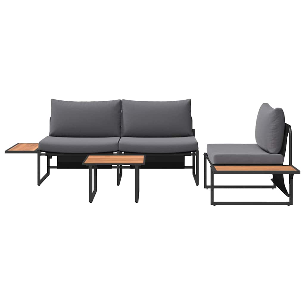 Set da Pranzo per Giardino 3 pcs Antracite Acciaio