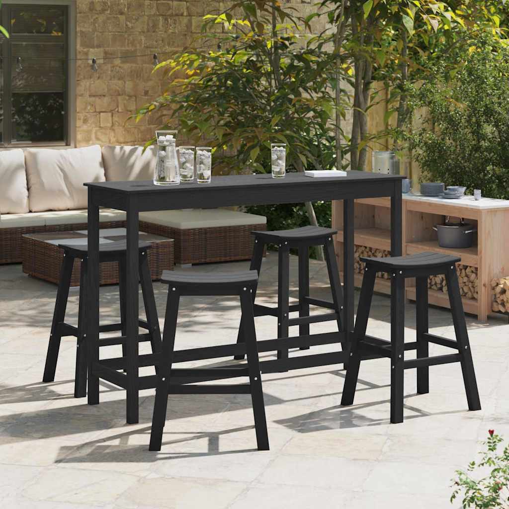 Set Bar da Giardino 4 pcs Nero HDPE