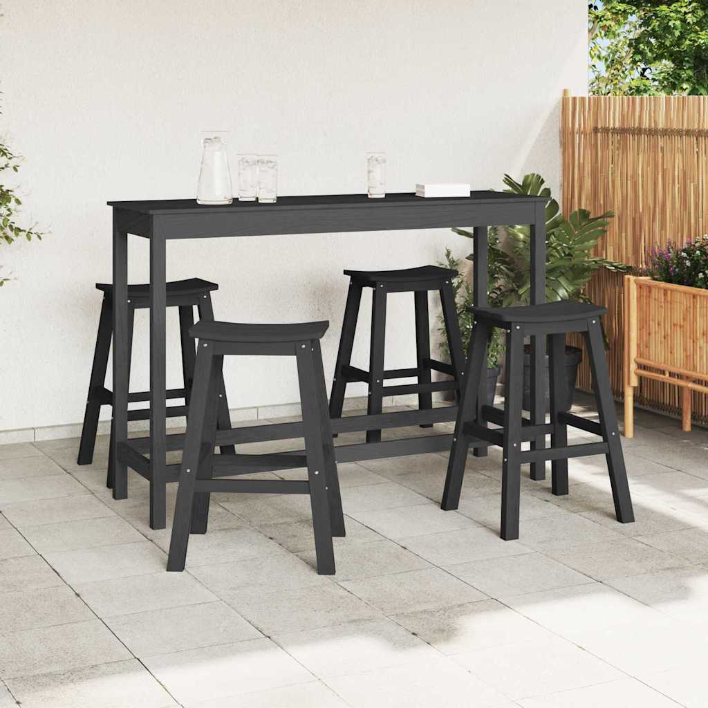Set Bar da Giardino 4 pcs Nero HDPE