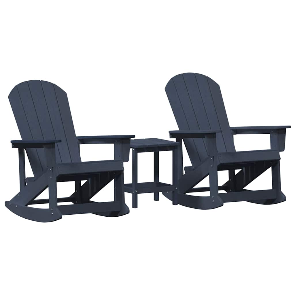 Set Lounge da Giardino 3 pcs Blu marino HDPE