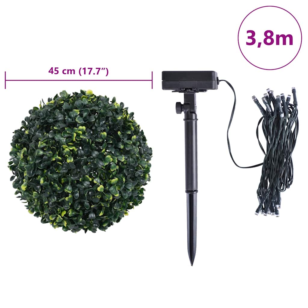 Sfere di Bosso Artificiale con Luci LED 2 pz Verdi 45 cm | homemem39