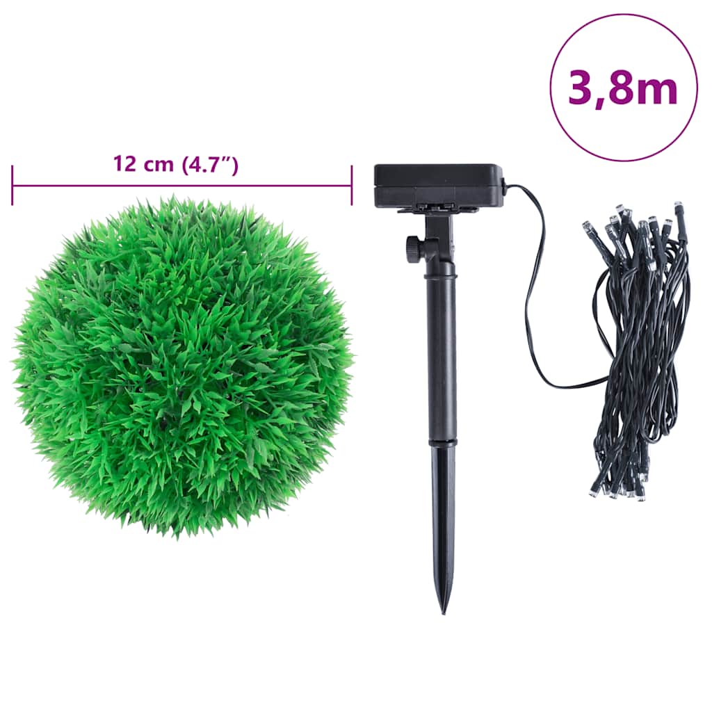 Sfere di Bosso Artificiale con Luci LED 4 pz Verdi 12 cm