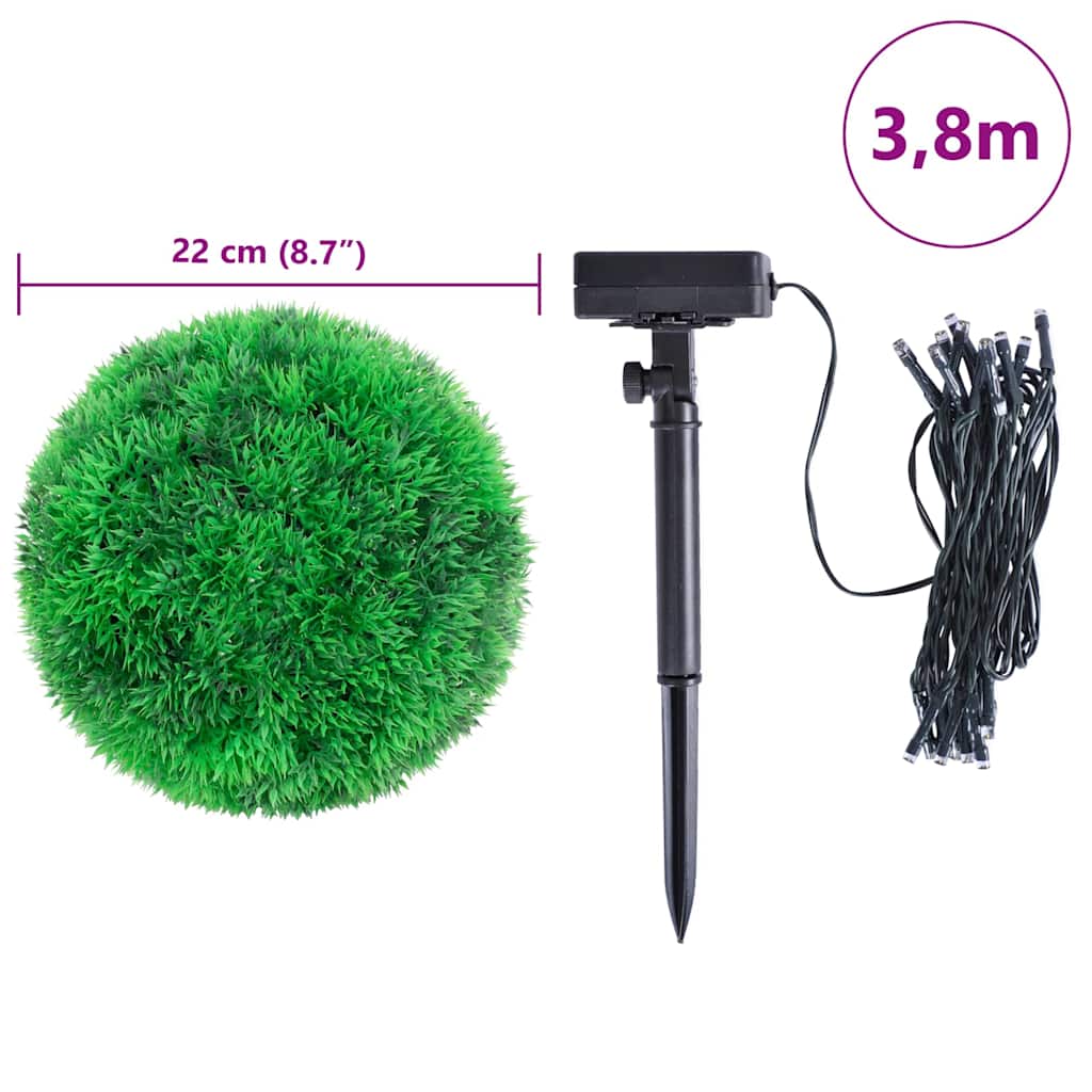 Sfere di Bosso Artificiale con Luci LED 2 pz Verdi 22 cm | homemem39