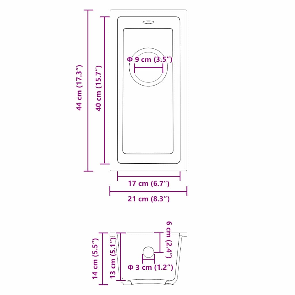 Lavello da cucina Beige 21 x 44 x 14 cm Granito