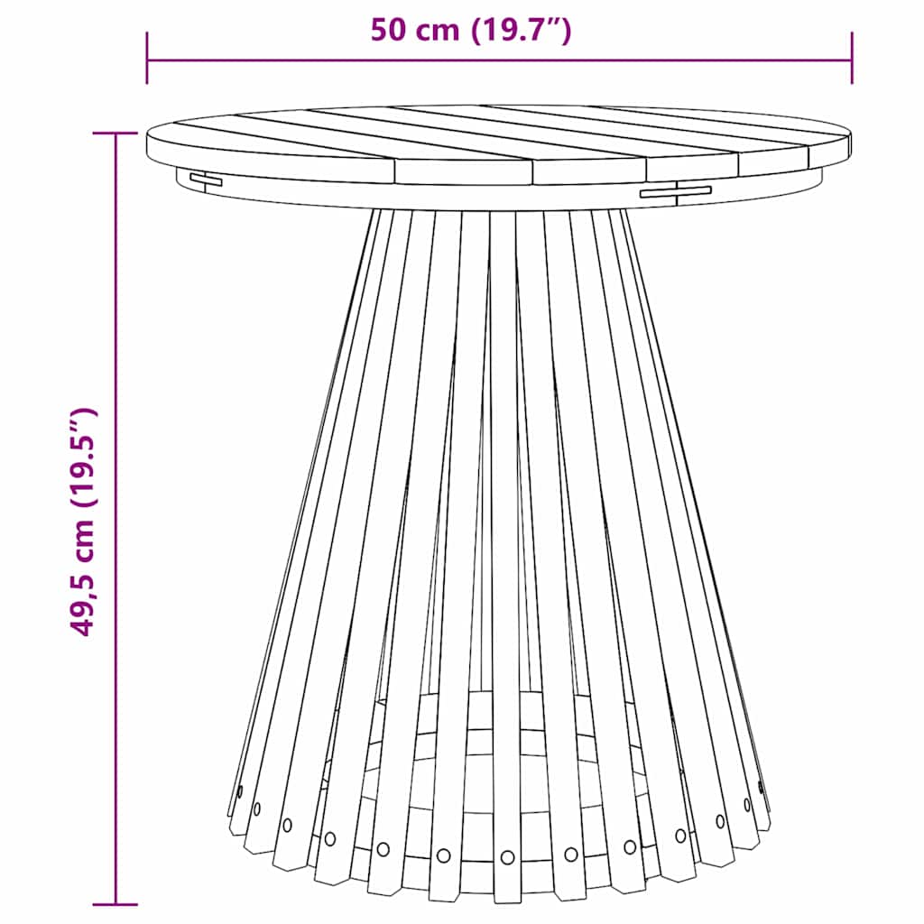 Tavolo Laterale da Giardino Marrone 50 x 50 x 49.5 cm