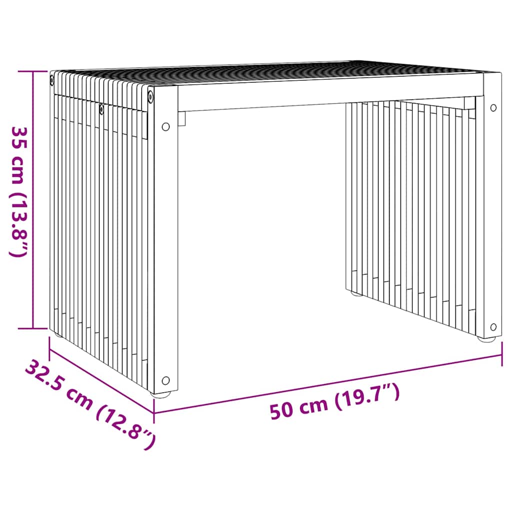 Tavolo Laterale da Giardino Marrone 50 x 32.5 x 35 cm