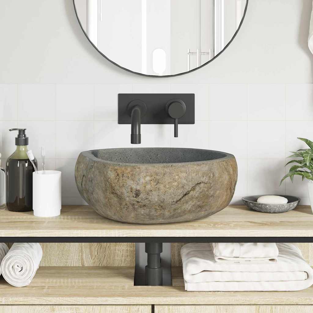 Lavabo Grigio chiaro (38-45) x (30-35) x 15 cm Pietra di Fiume