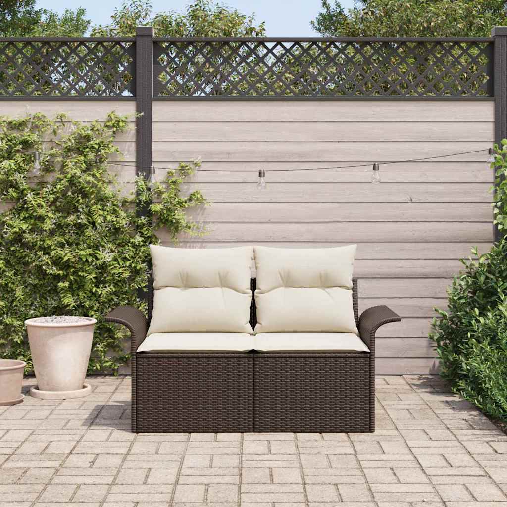 Divano da giardino Marrone 141 x 62 x 69cm polyrattan - homemem39