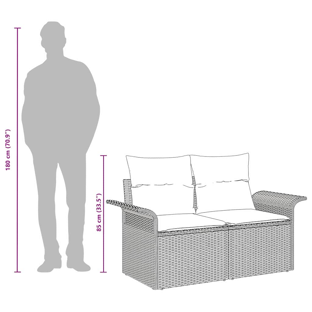 Divano da giardino 2-Numero di posti polyrattan | homemem39