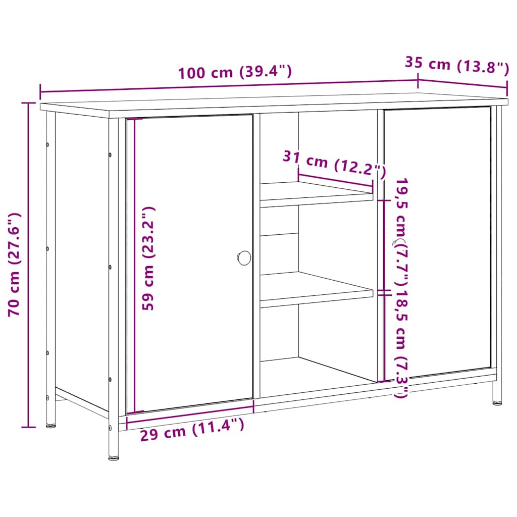 Credenza Legno vecchio 100 x 35 x 70 cm Legno multistrato
