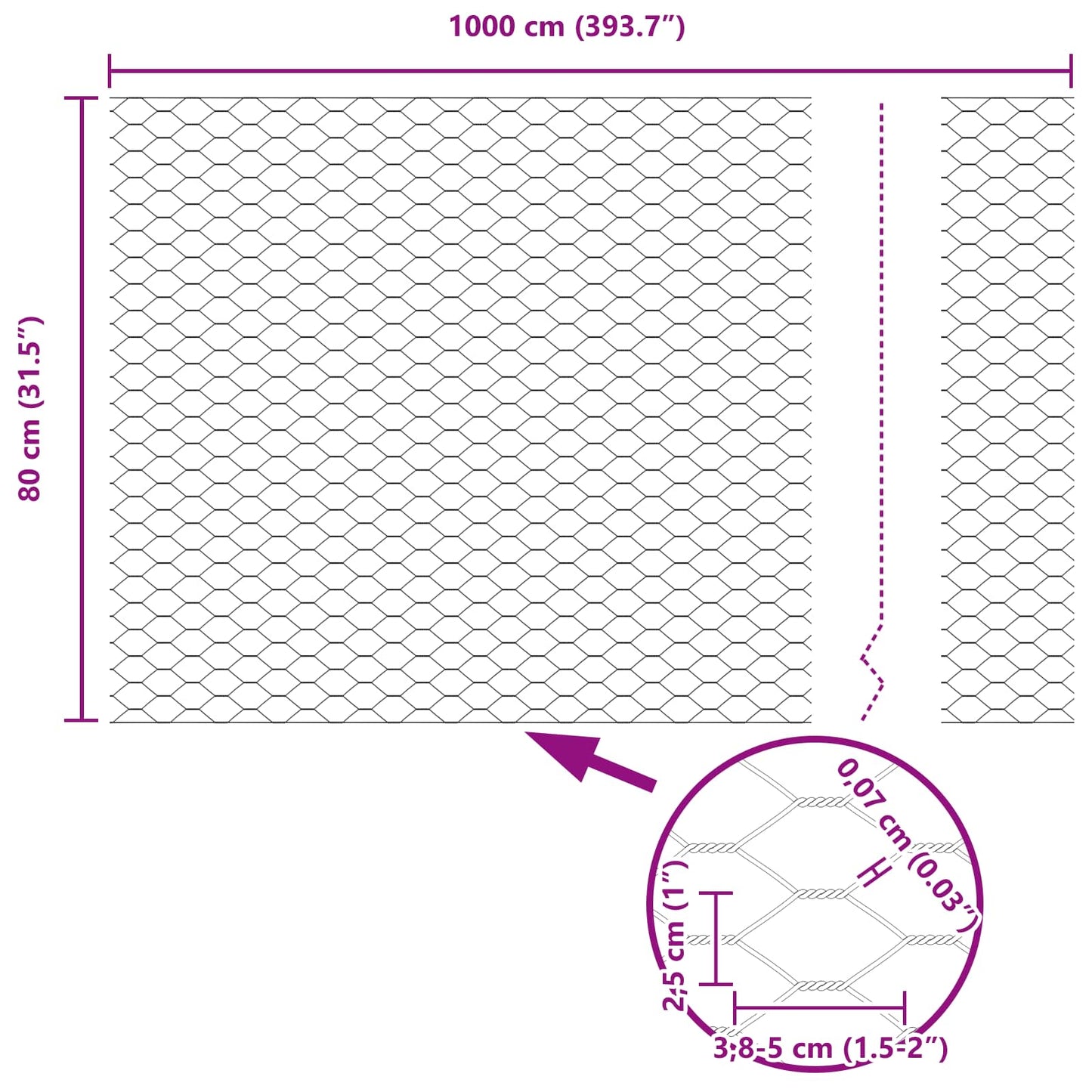 Recinzione Esagonale Verde 0,8 x 10 m PVC | homemem39