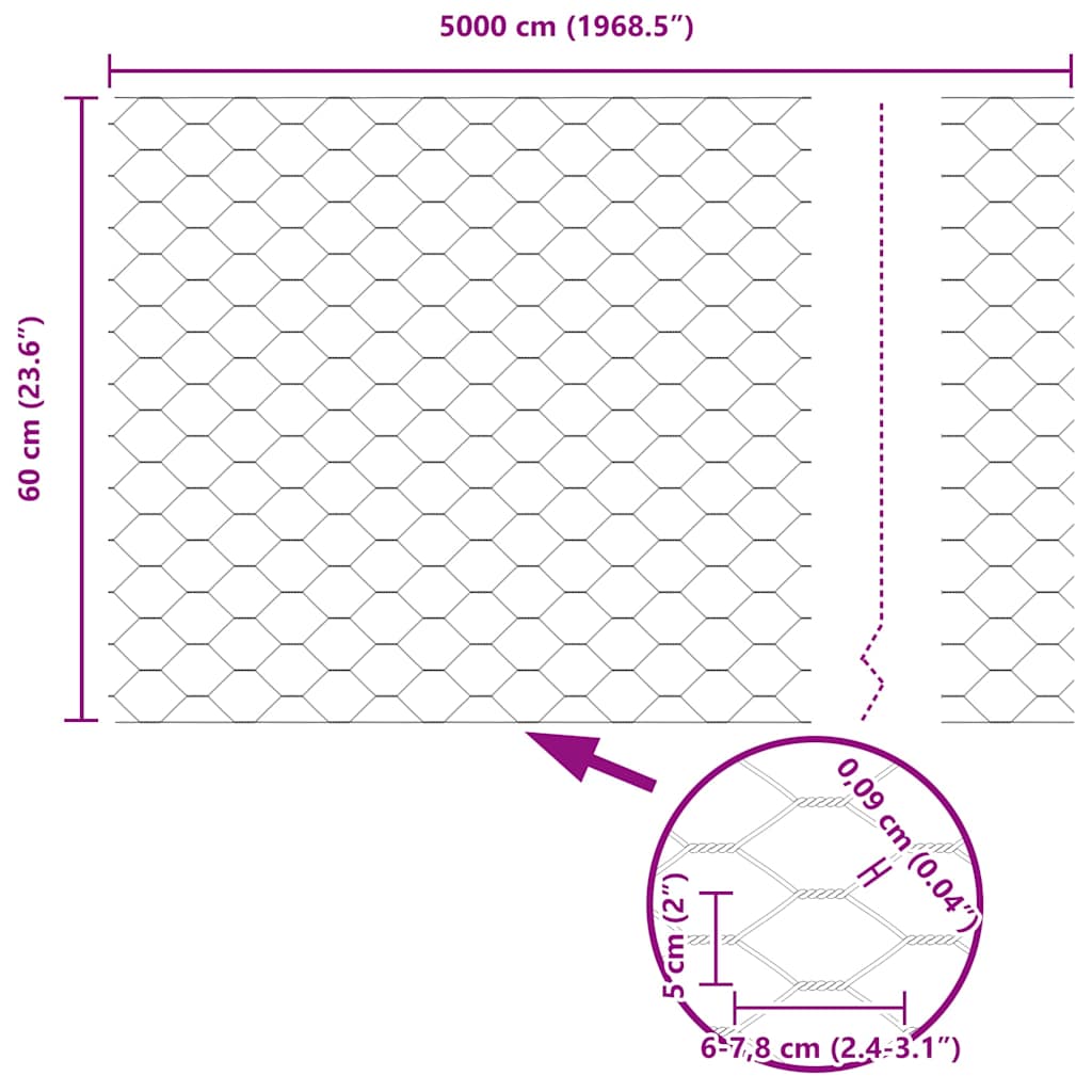 Recinzione Esagonale Verde 0,6 x 50 m PVC | homemem39