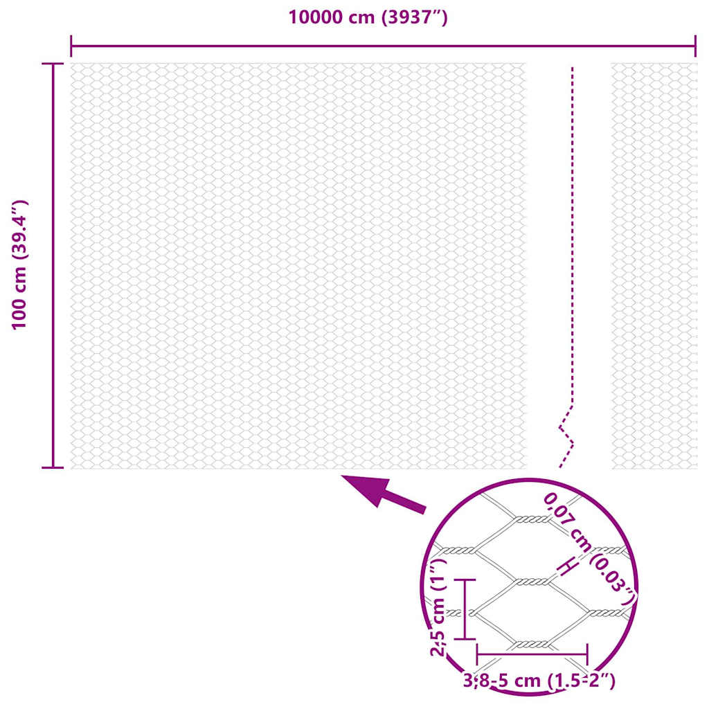 Recinzione Esagonale Grigio 1 x 100 m PVC