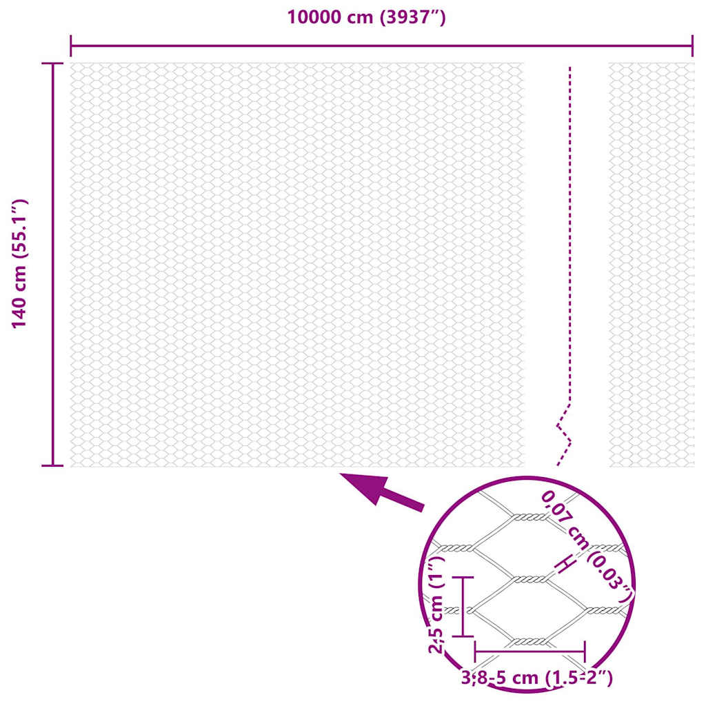 Recinzione Esagonale Grigio 1,4 x 100 m PVC