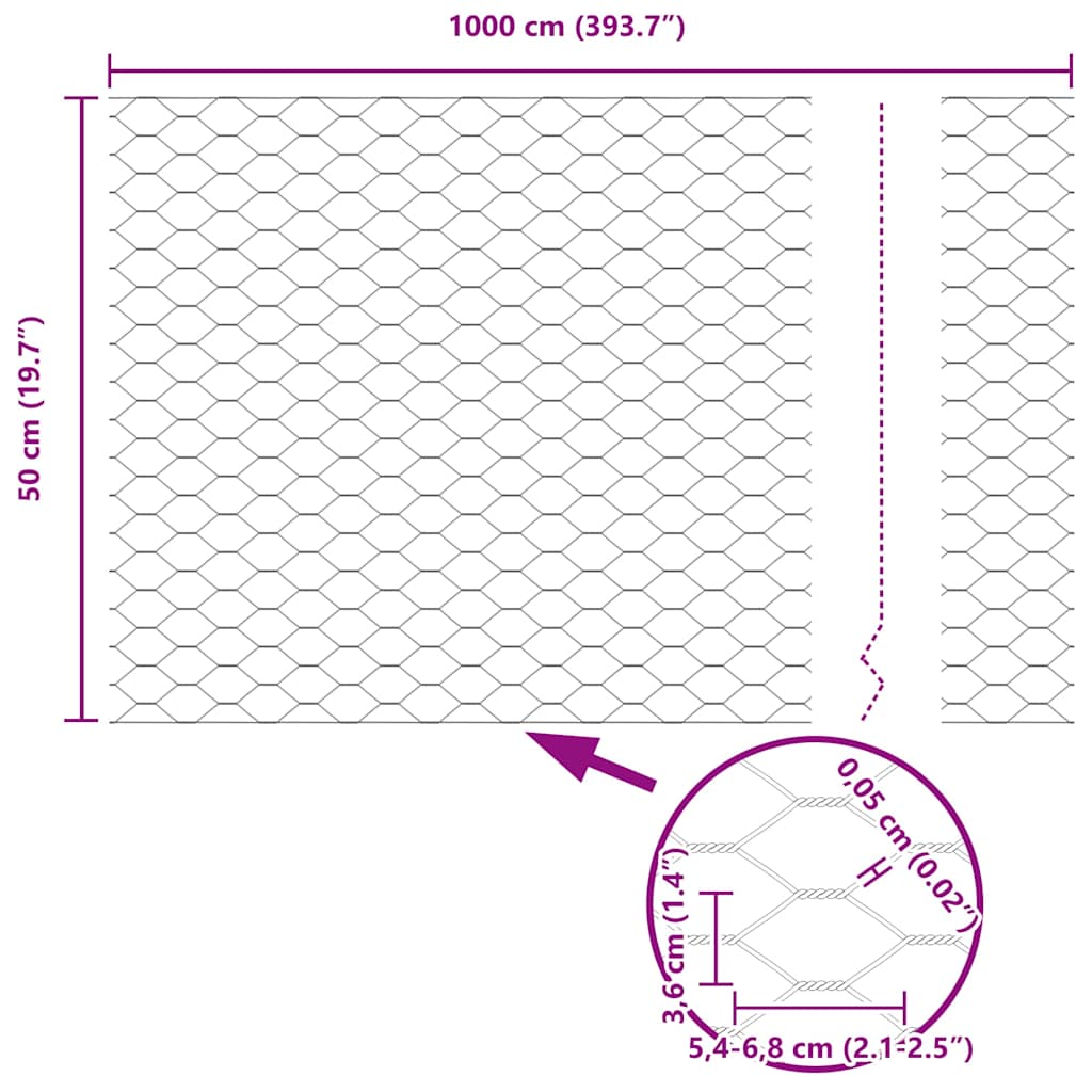 Recinzione Esagonale Argento 0,5 x 10 m Acciaio zincato | homemem39