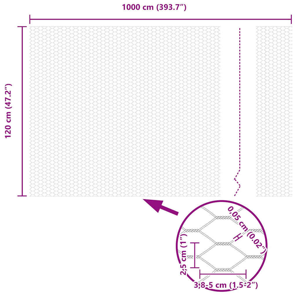 Recinzione Esagonale Argento 1,2 x 10 m Acciaio zincato | homemem39