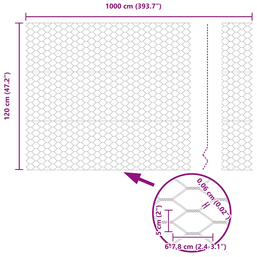 Recinzione Esagonale Argento 1,2 x 10 m Acciaio zincato | homemem39